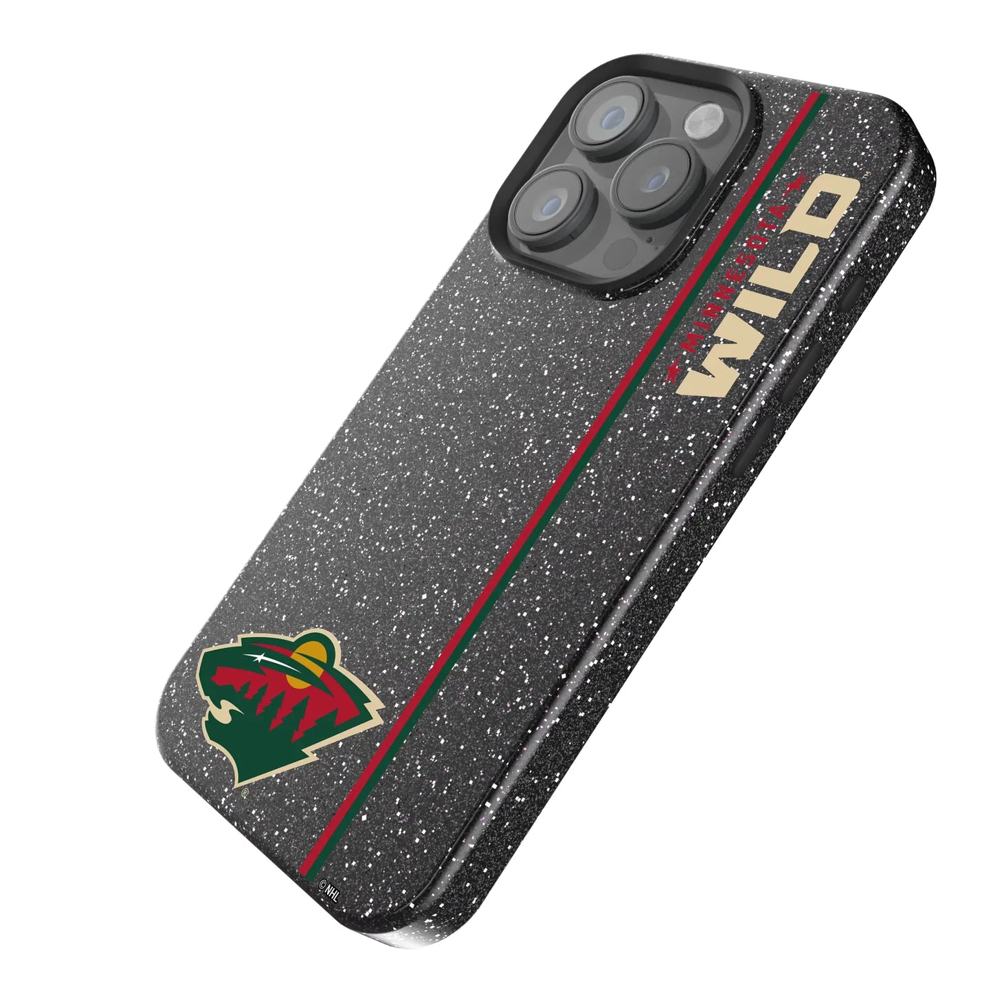 Minnesota Wild Sidebar Black Bling Phone Case for Apple iPhone