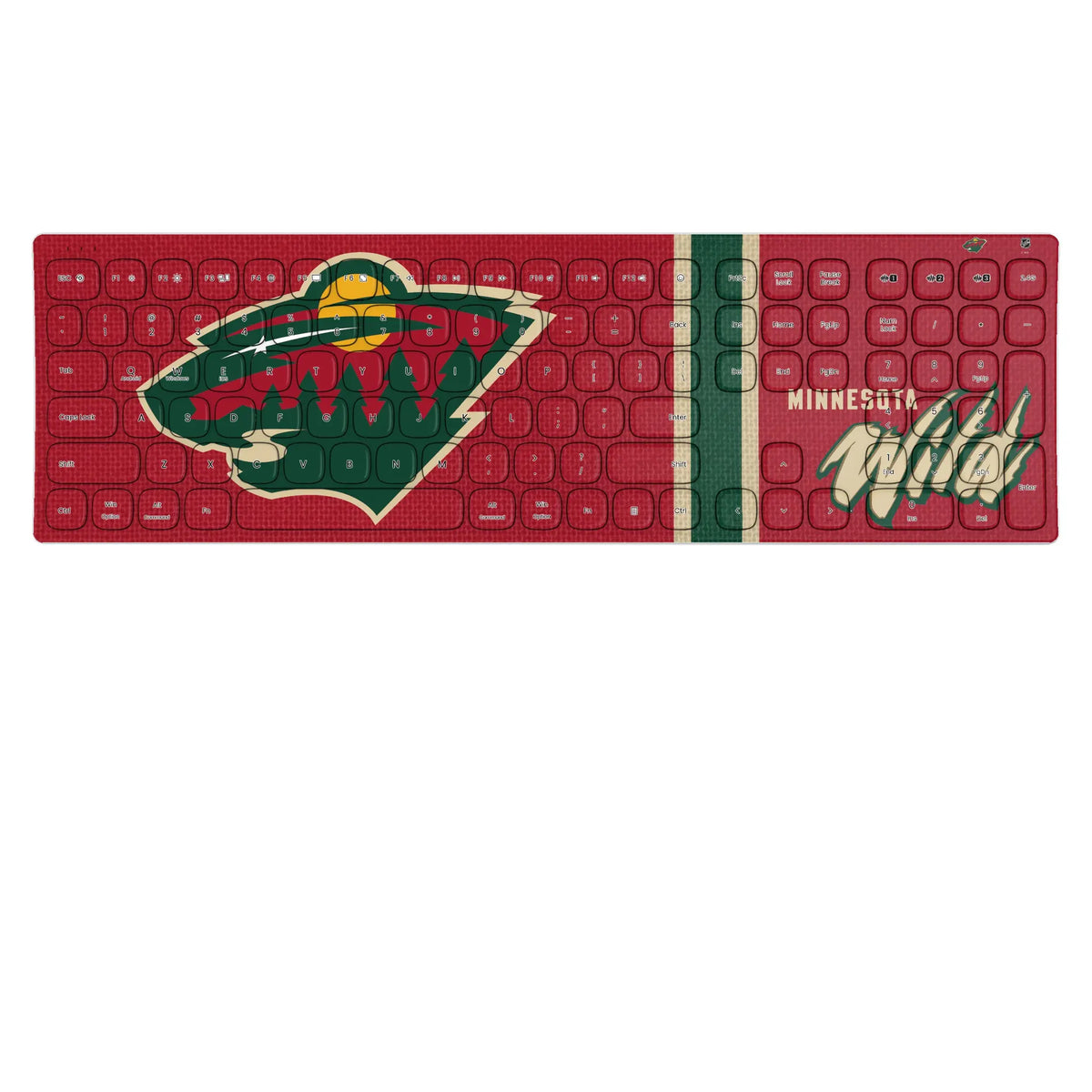 Minnesota Wild Stripe Curved Wireless Keyboard