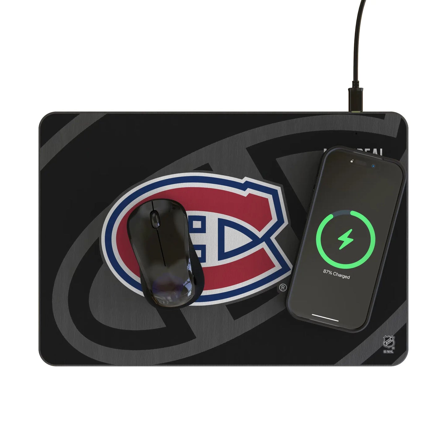Montreal Canadiens Monocolor Tilt 15-Watt Wireless Charger and Mouse Pad