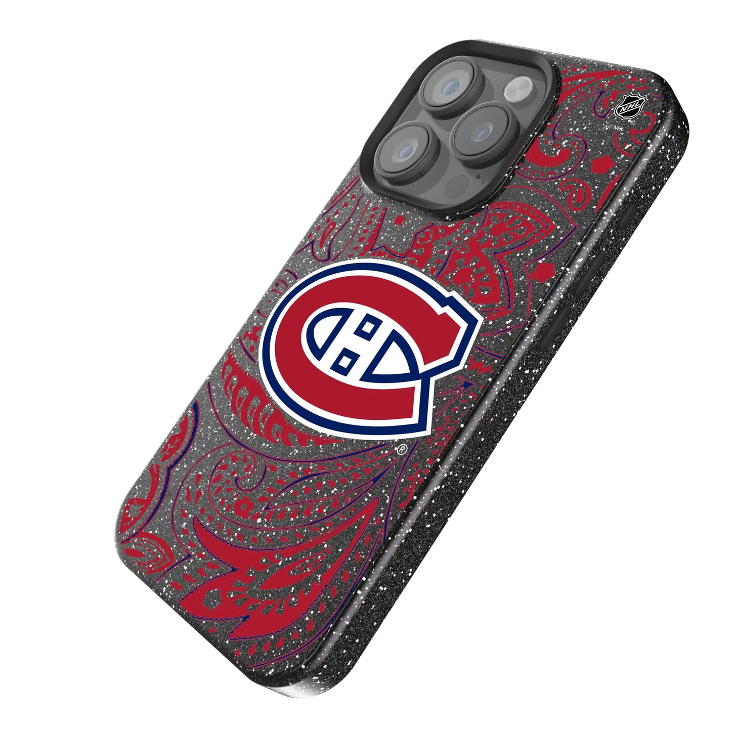 Montreal Canadiens Paisley Black Bling Phone Case for Apple iPhone