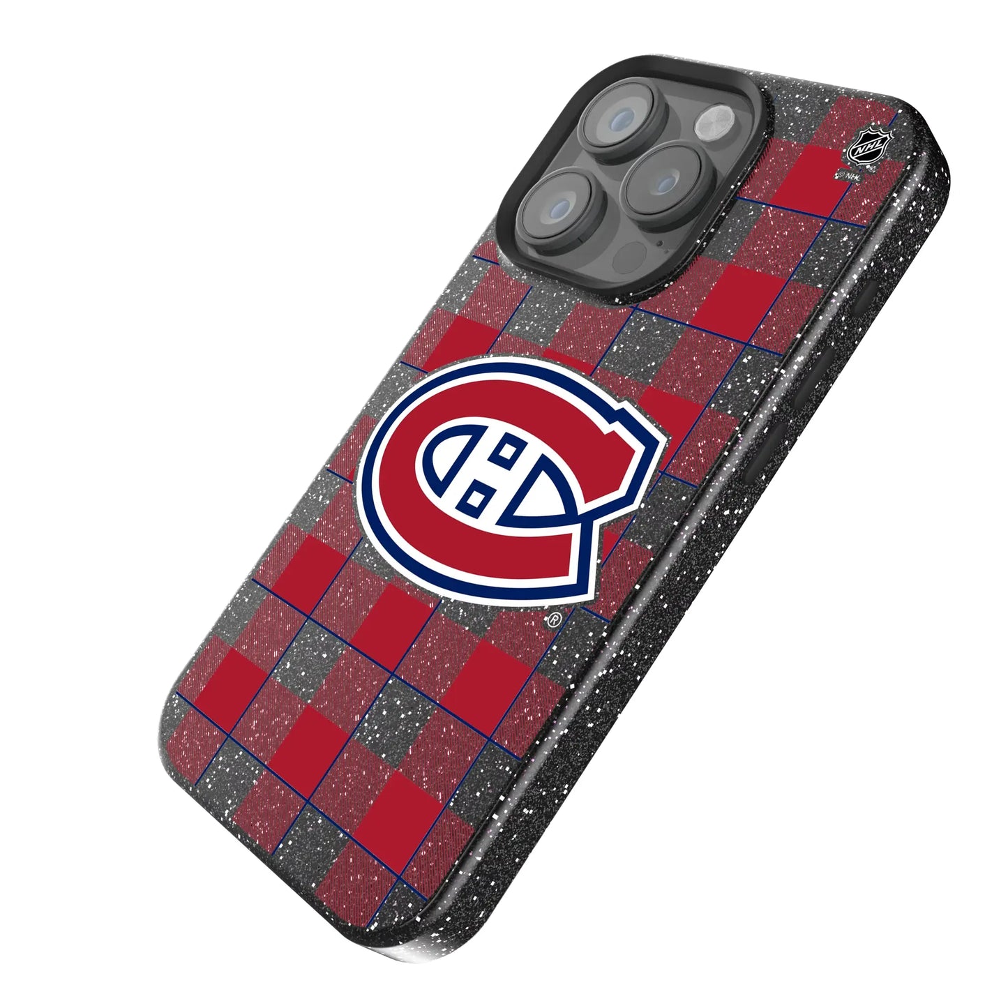 Montreal Canadiens Plaid Black Bling Phone Case for Apple iPhone