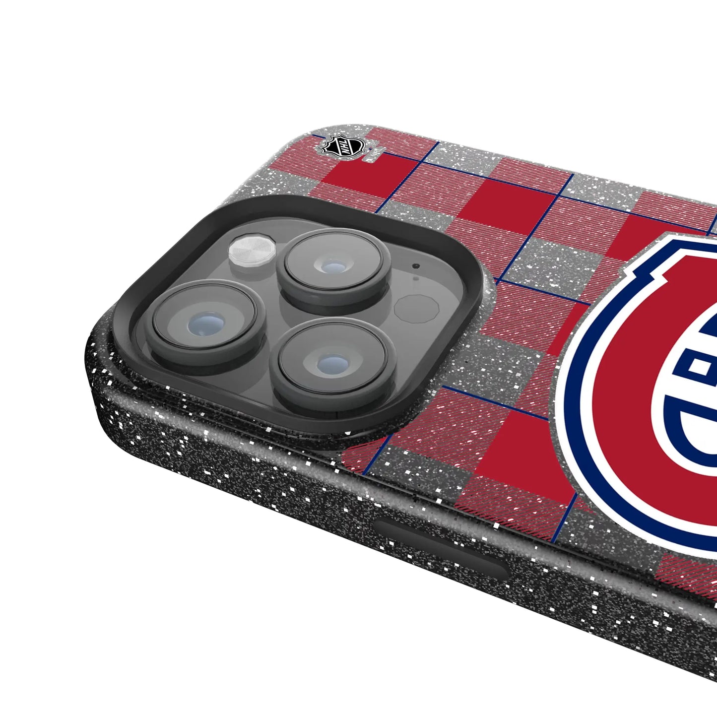 Montreal Canadiens Plaid Black Bling Phone Case for Apple iPhone