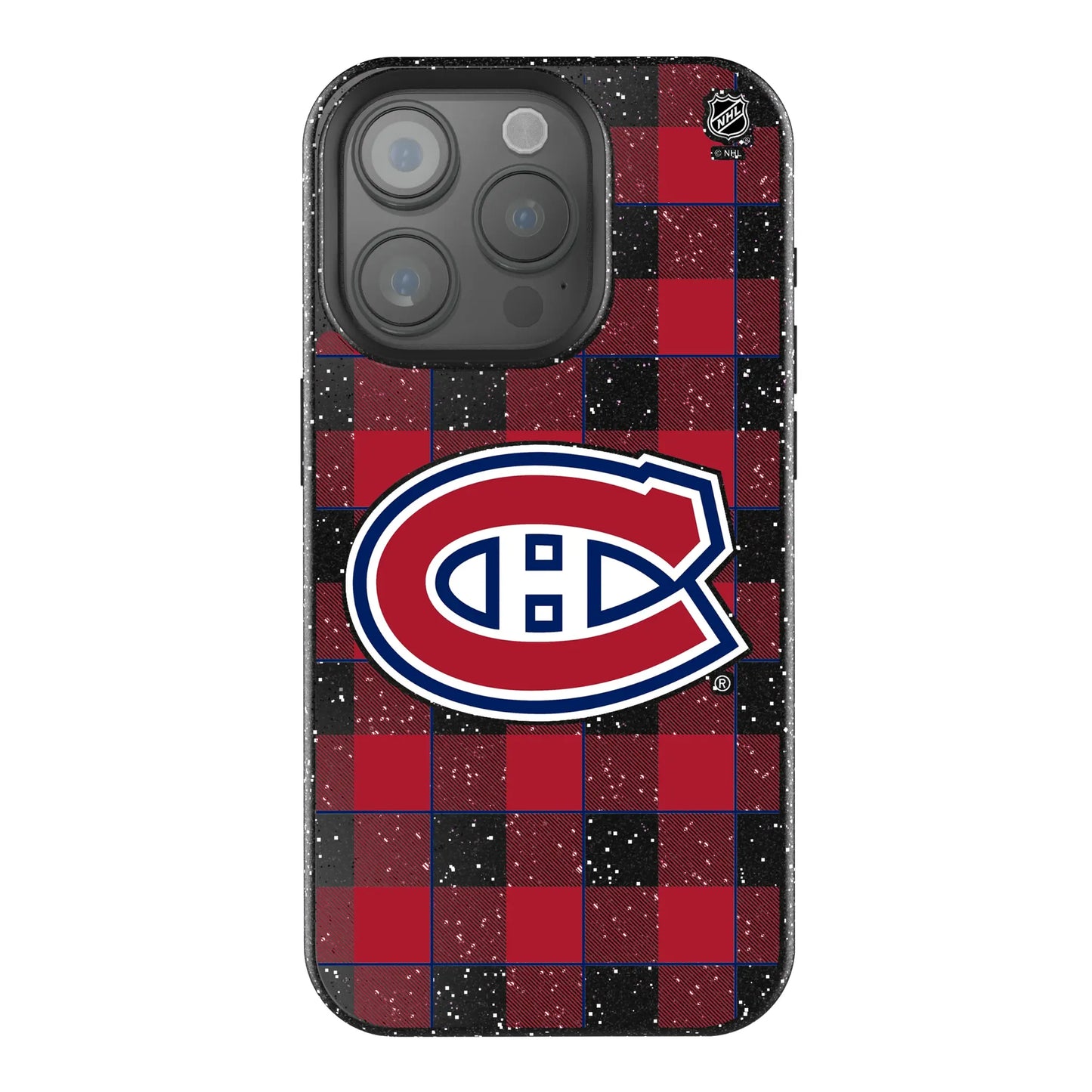 Montreal Canadiens Plaid Black Bling Phone Case for Apple iPhone