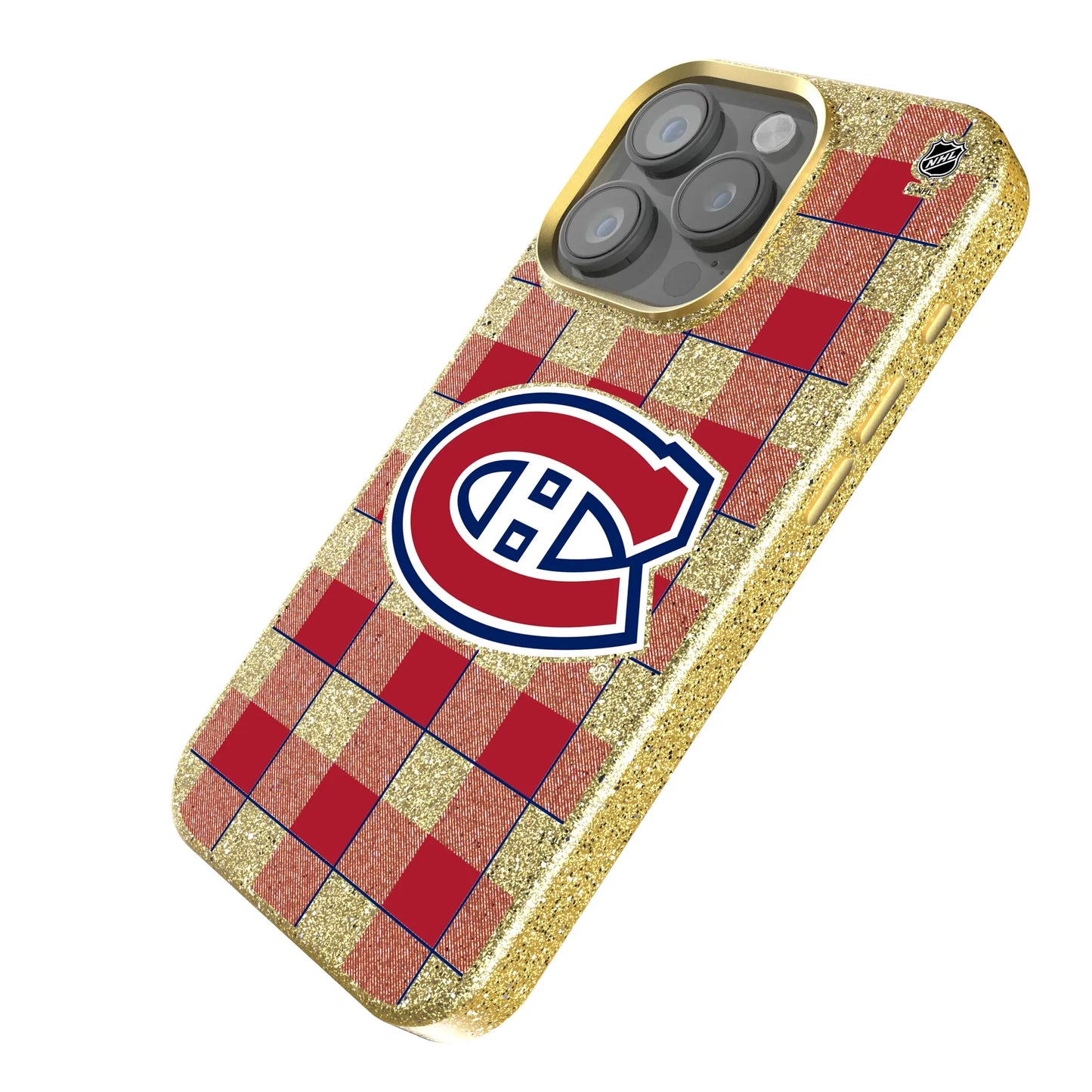 Montreal Canadiens Plaid Bling Phone Case for Apple iPhone