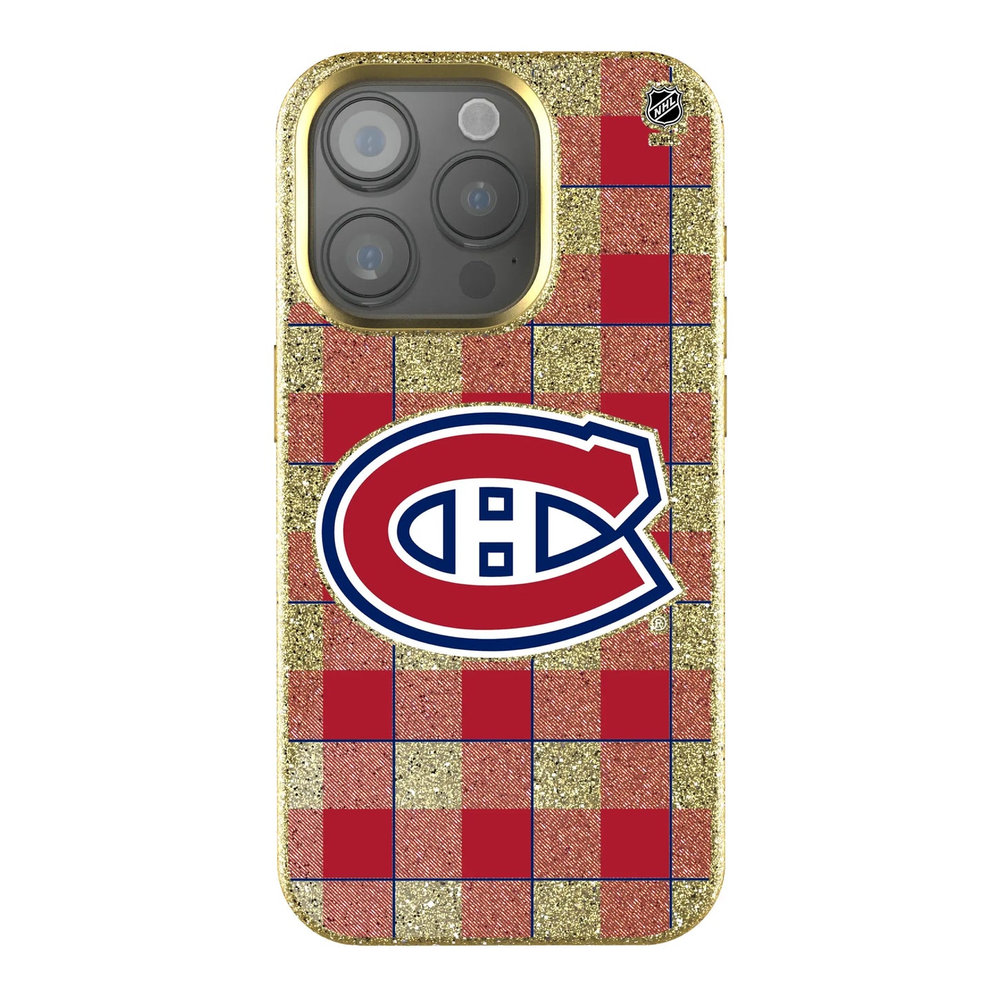 Montreal Canadiens Plaid Bling Phone Case for Apple iPhone