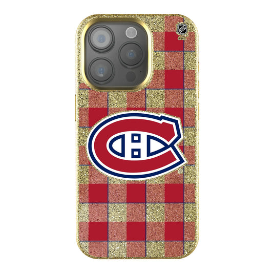 Montreal Canadiens Plaid Bling Phone Case for Apple iPhone