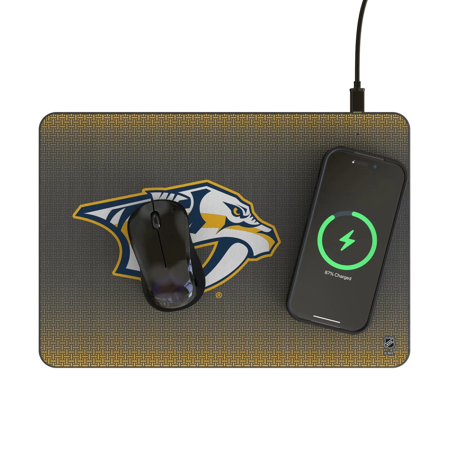 Nashville Predators Linen 15-Watt Wireless Charger and Mouse Pad