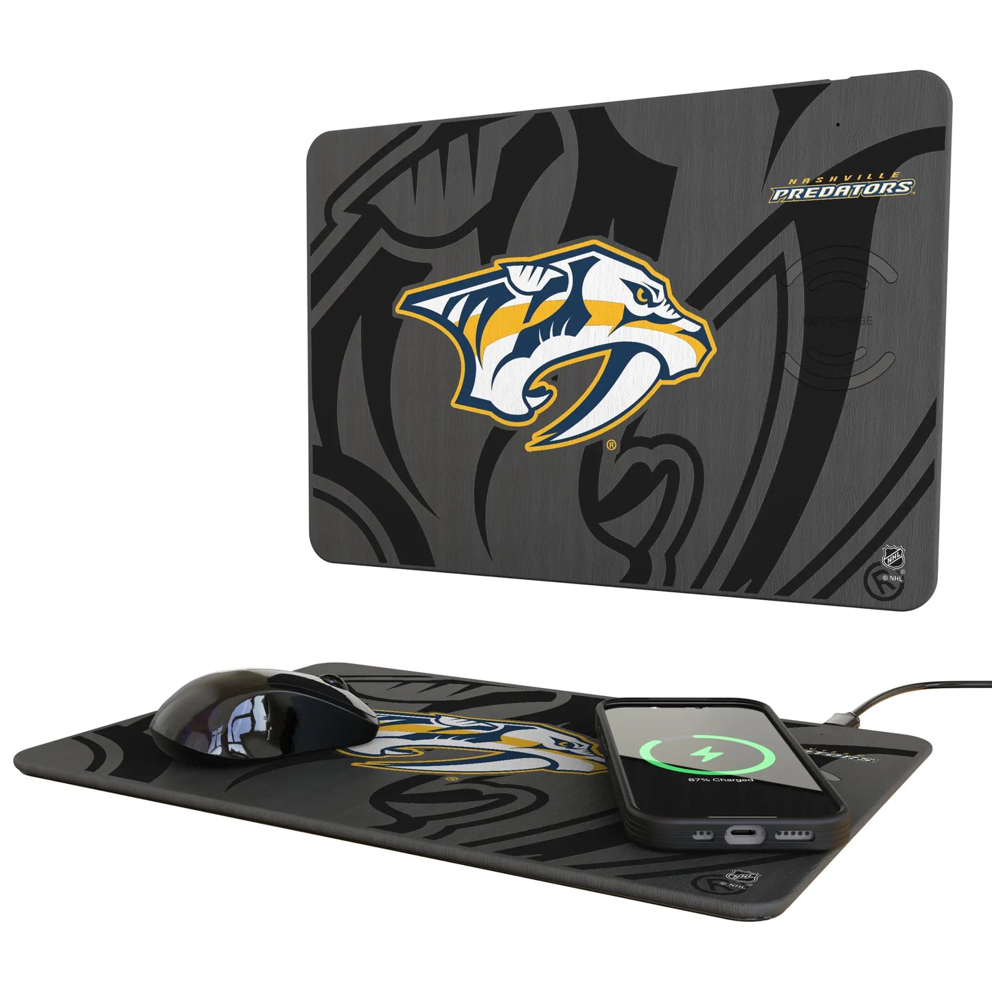 Nashville Predators Monocolor Tilt 15-Watt Wireless Charger and Mouse Pad