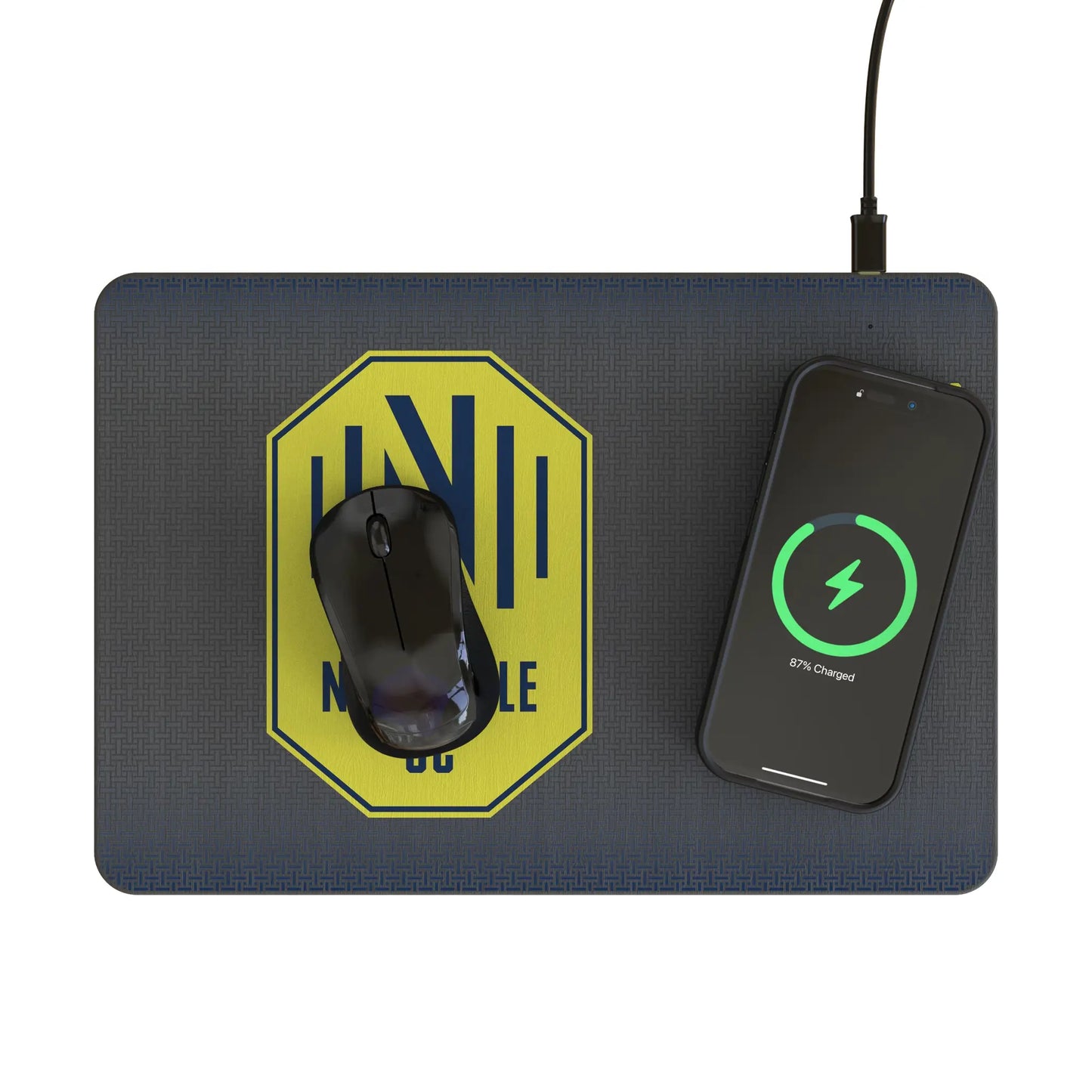 Nashville SC Linen 15-Watt Wireless Charger and Mouse Pad