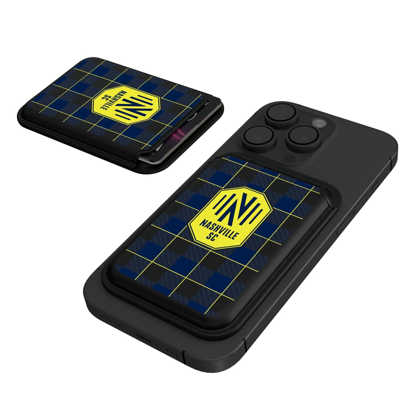 Nashville SC Plaid Black Magnetic Credit Card Wallet