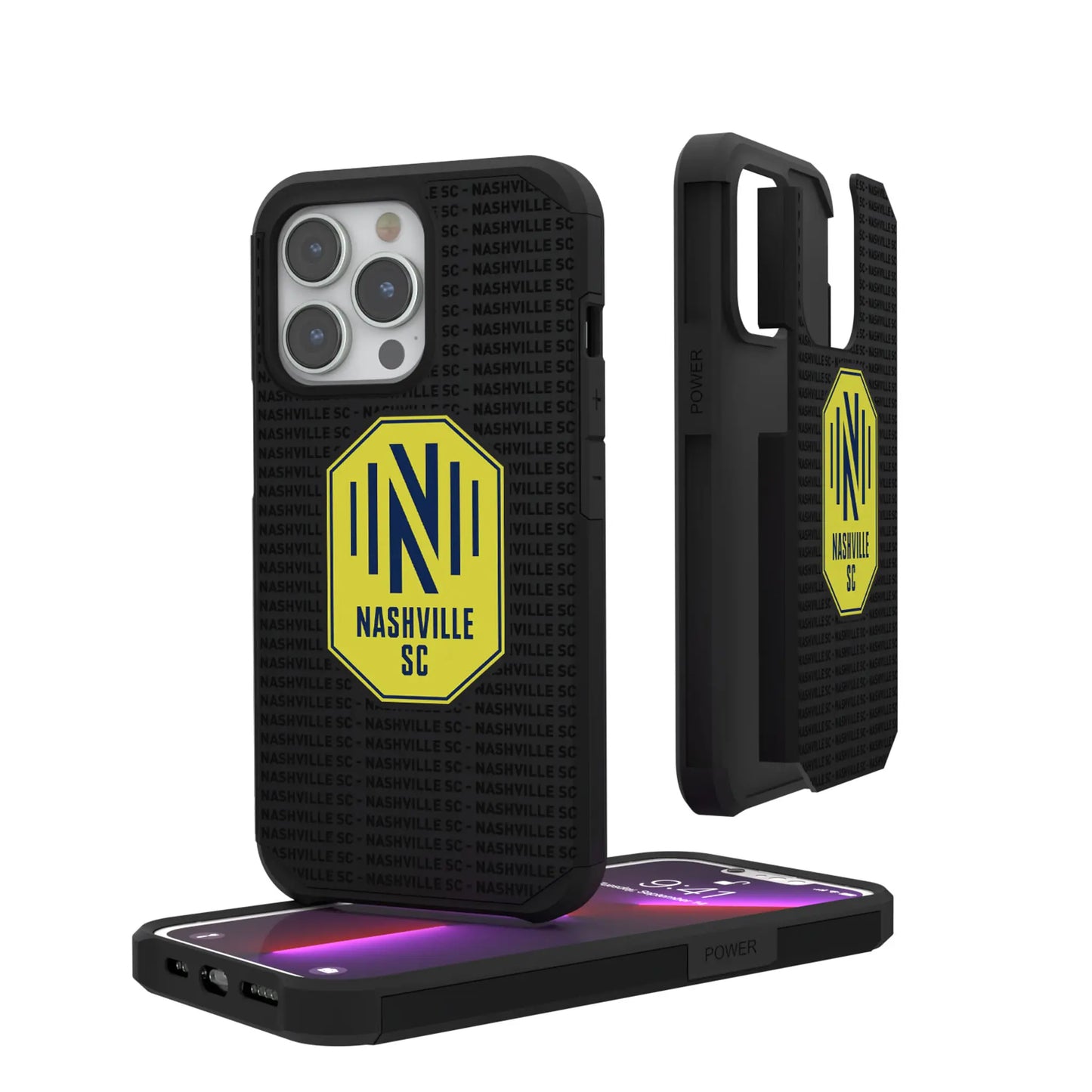 Nashville SC Text Backdrop Rugged Phone Case for Apple iPhone