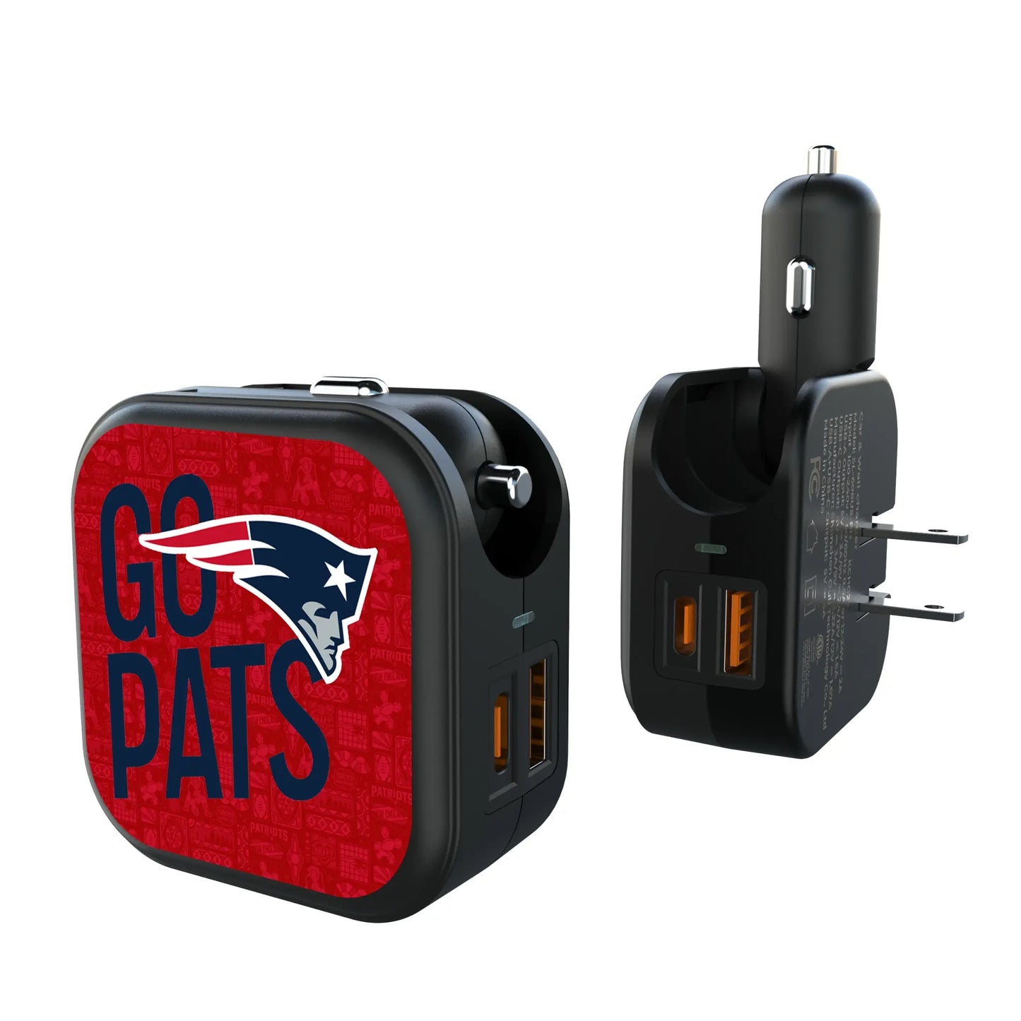 New England Patriots Deco 2 in 1 USB A/C Charger