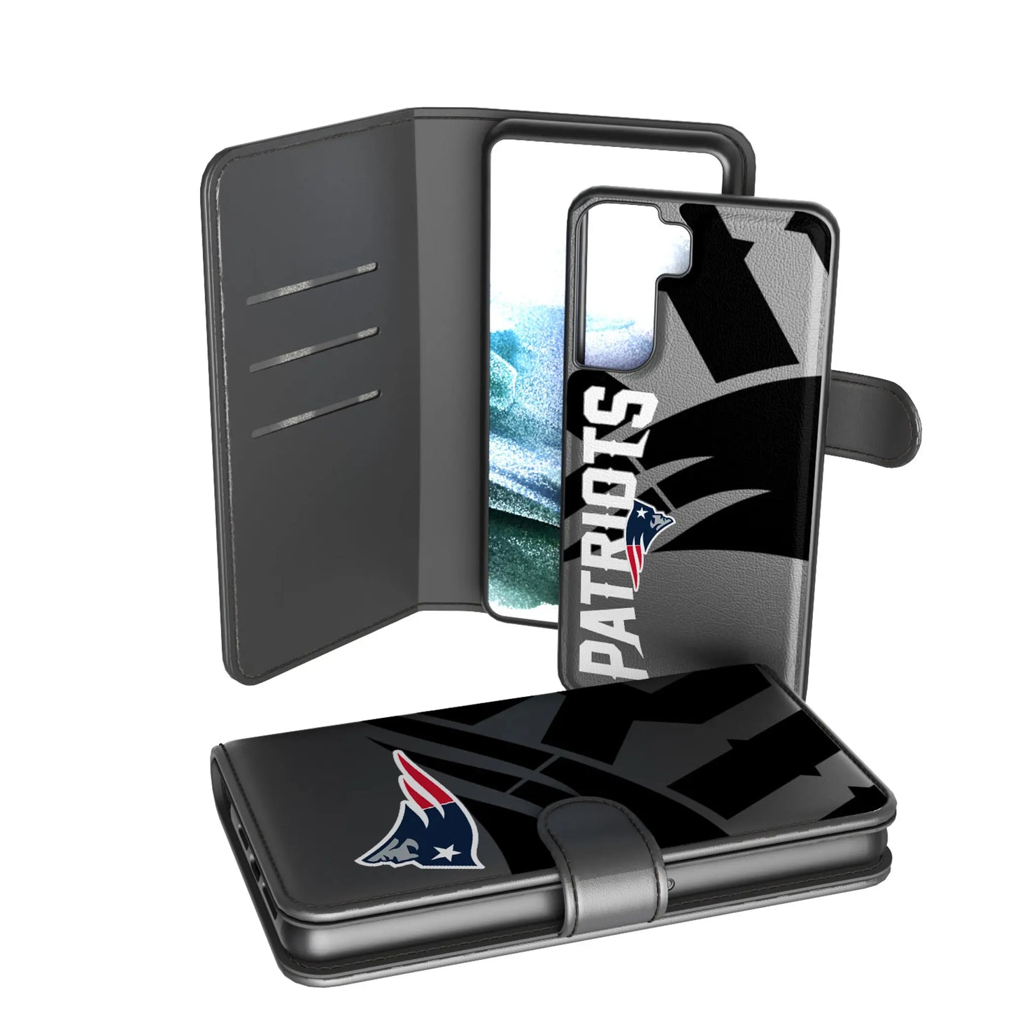 New England Patriots Monocolor Tilt Wallet Phone Case for Apple iPhone