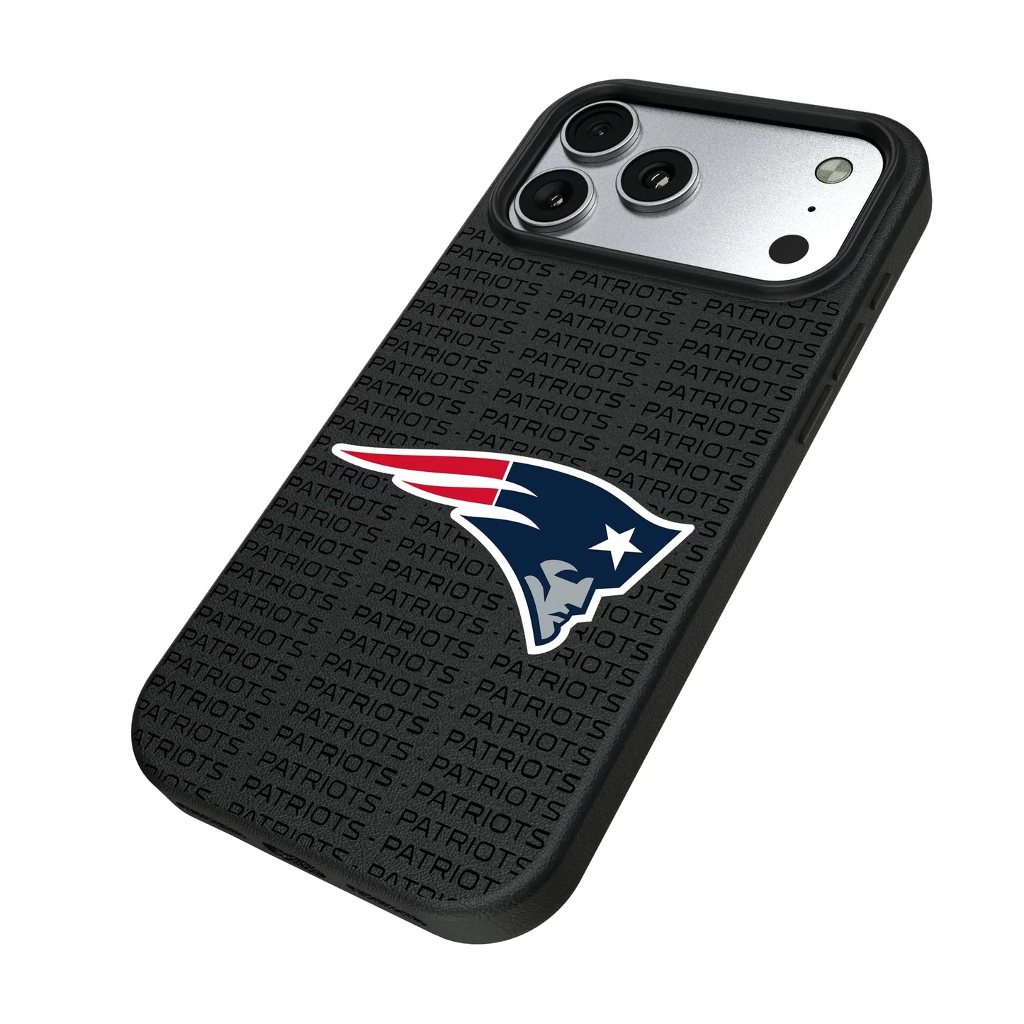 New England Patriots Text Backdrop MagSafe Compatible Phone Case for Apple iPhone