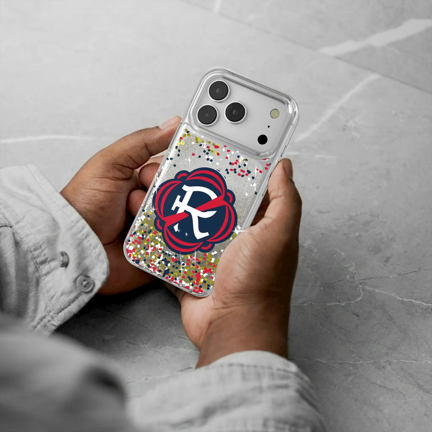 New England Revolution Confetti Glitter Phone Case for Apple iPhone