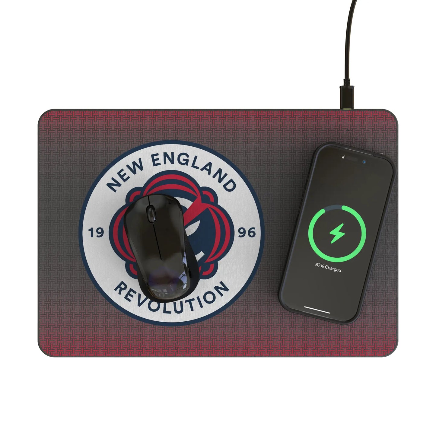 New England Revolution Linen 15-Watt Wireless Charger and Mouse Pad