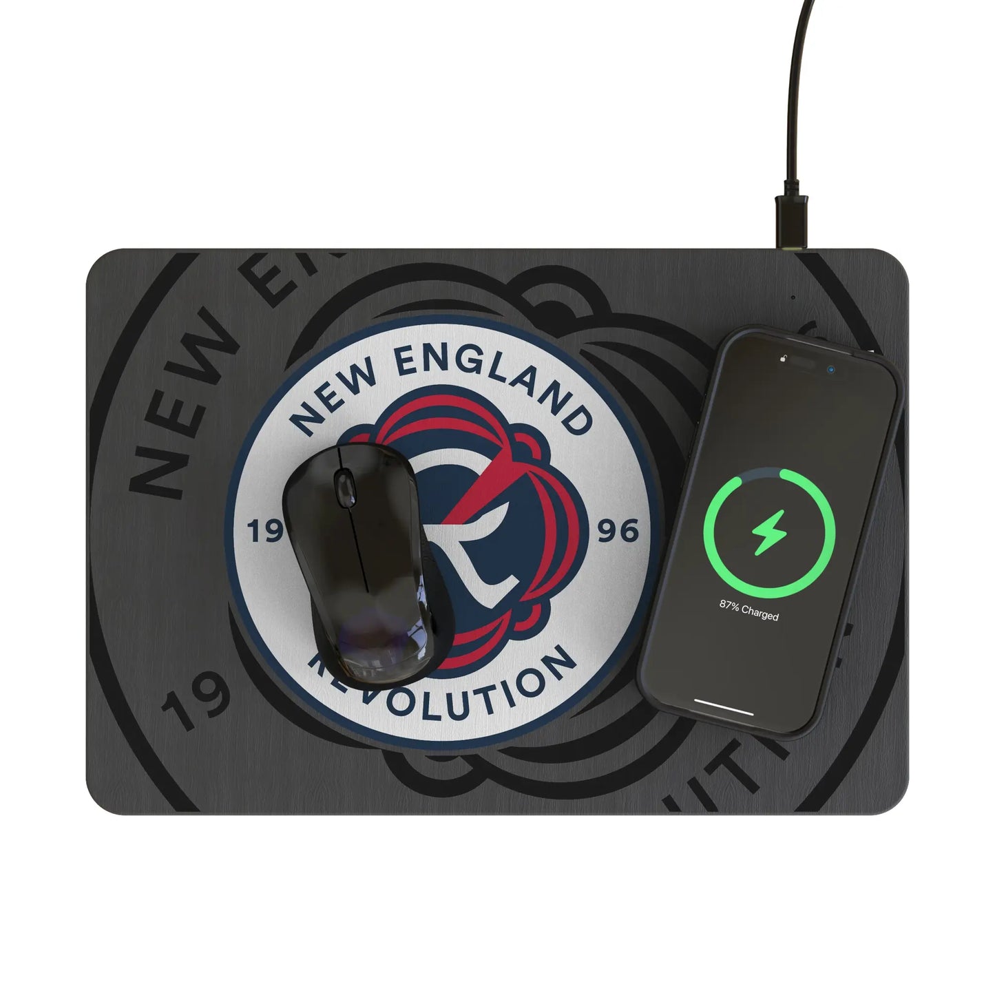 New England Revolution Monocolor Tilt 15-Watt Wireless Charger and Mouse Pad