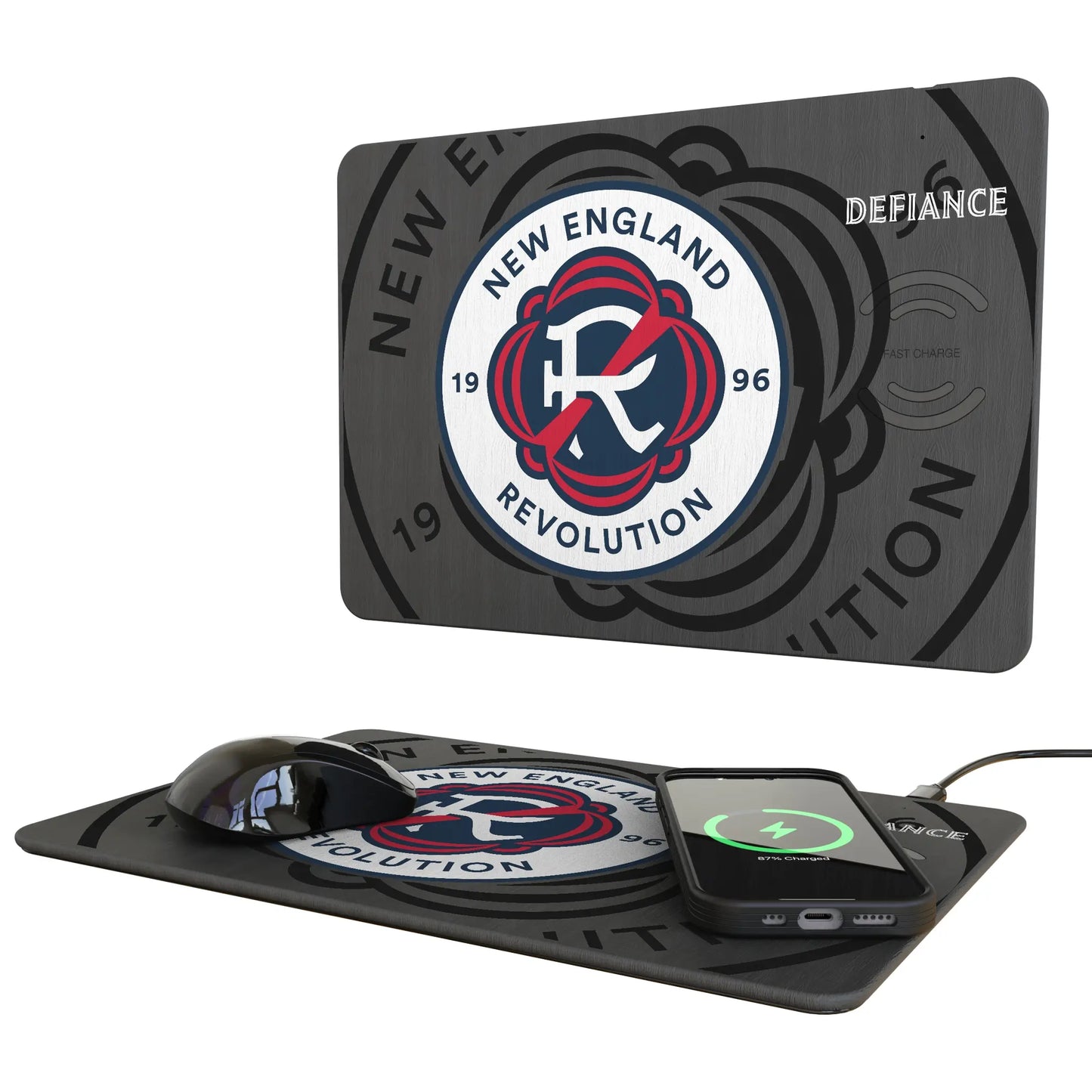 New England Revolution Monocolor Tilt 15-Watt Wireless Charger and Mouse Pad