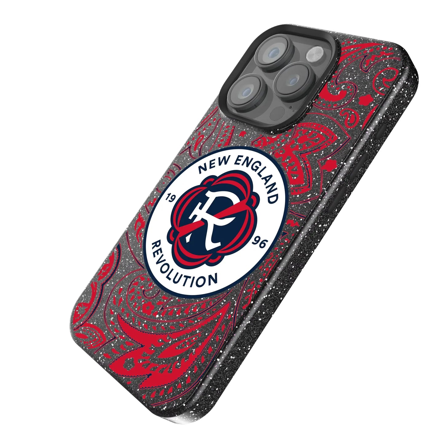 New England Revolution Paisley Black Bling Phone Case for Apple iPhone