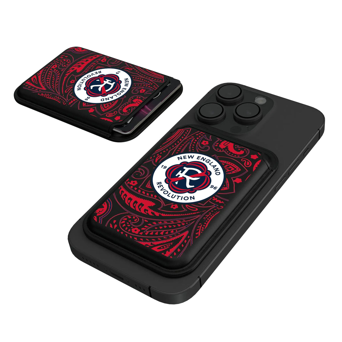 New England Revolution Paisley Black Magnetic Credit Card Wallet