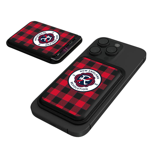 New England Revolution Plaid Black Magnetic Credit Card Wallet