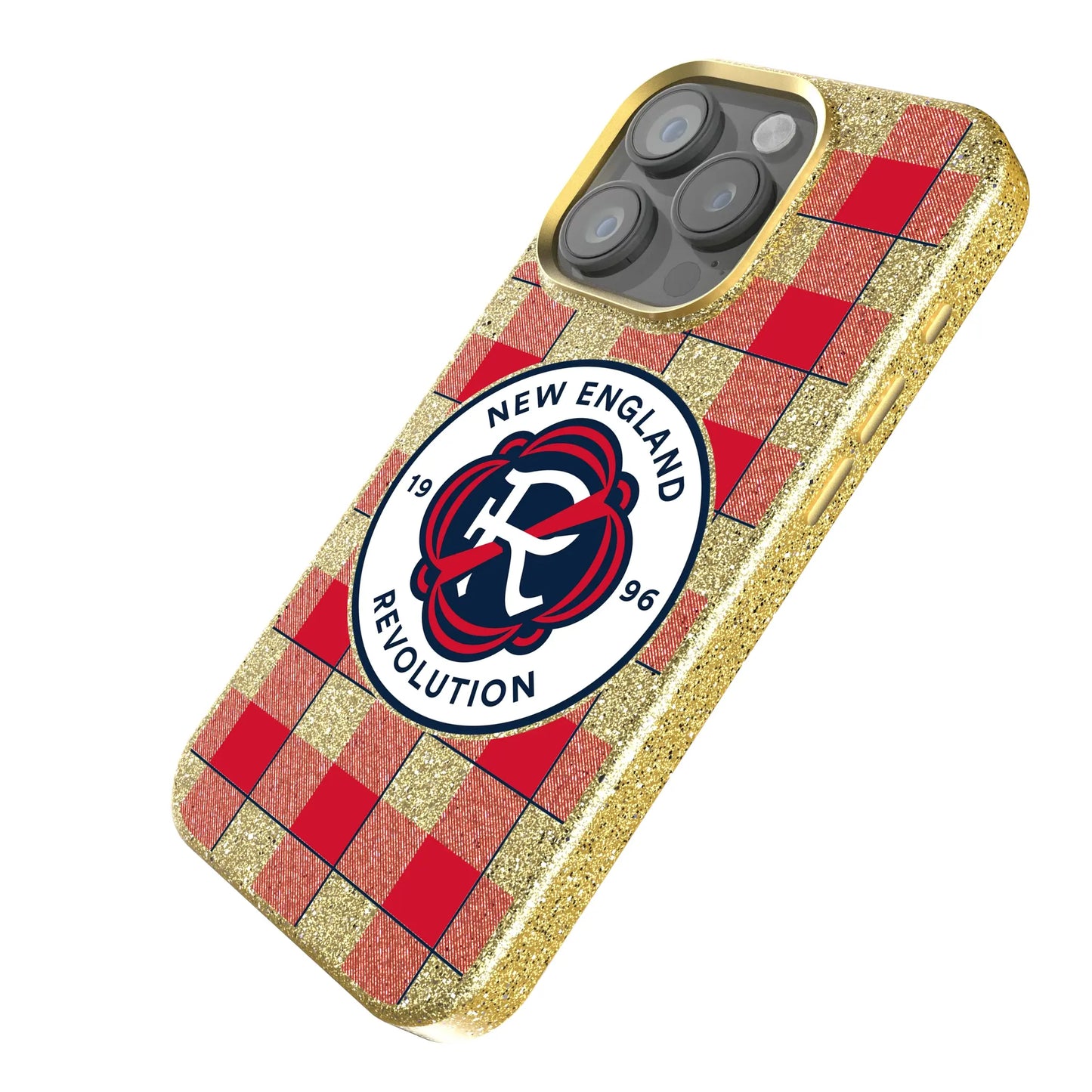 New England Revolution Plaid Bling Phone Case for Apple iPhone