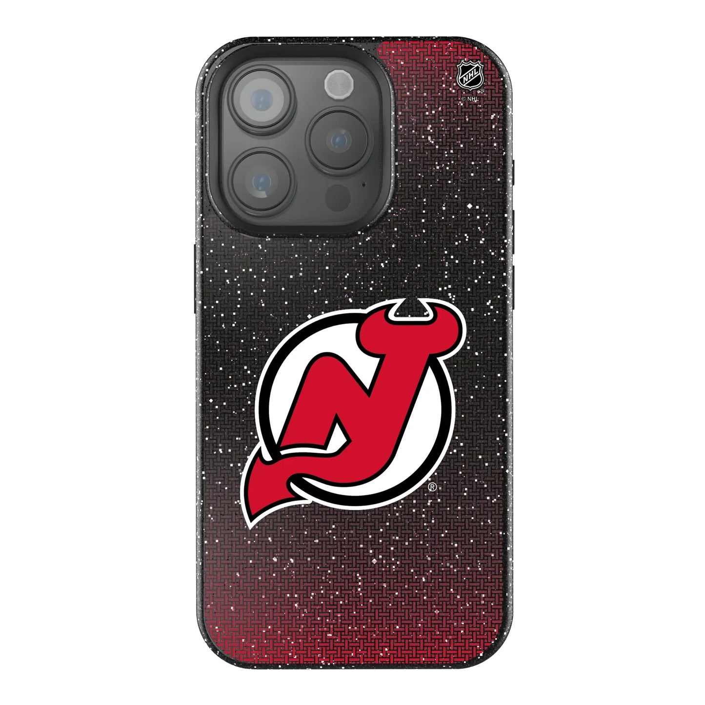 New Jersey Devils Linen Black Bling Phone Case for Apple iPhone