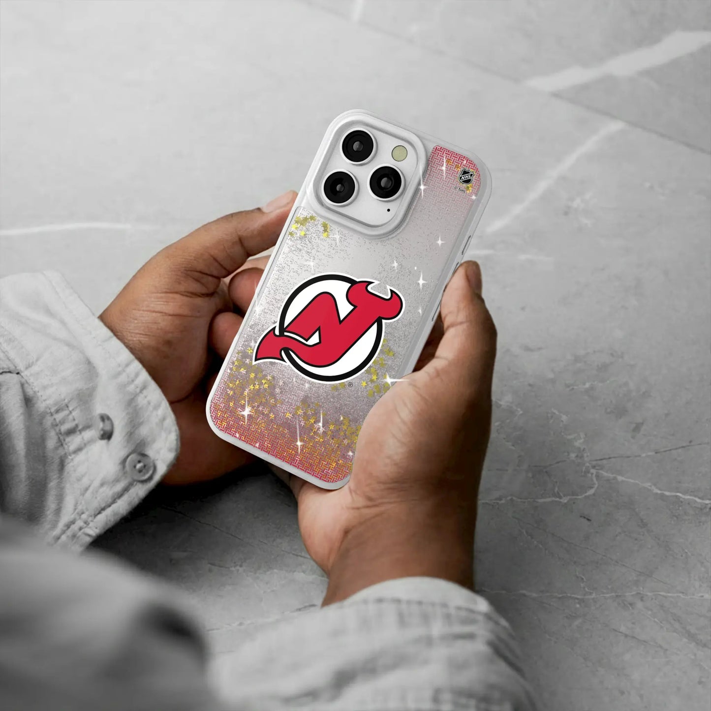 New Jersey Devils Linen Glitter Phone Case for Apple iPhone