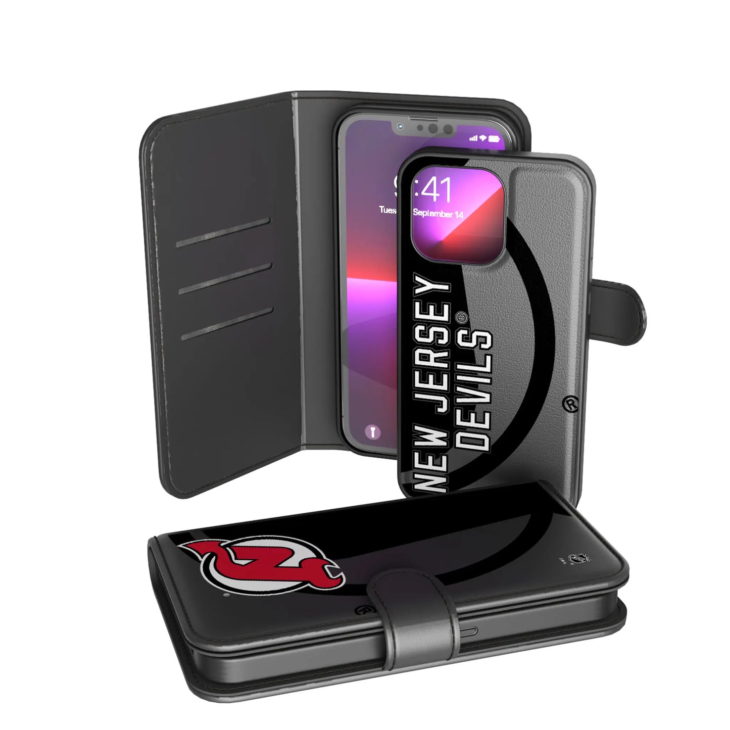 New Jersey Devils Monocolor Tilt Wallet Phone Case for Apple iPhone