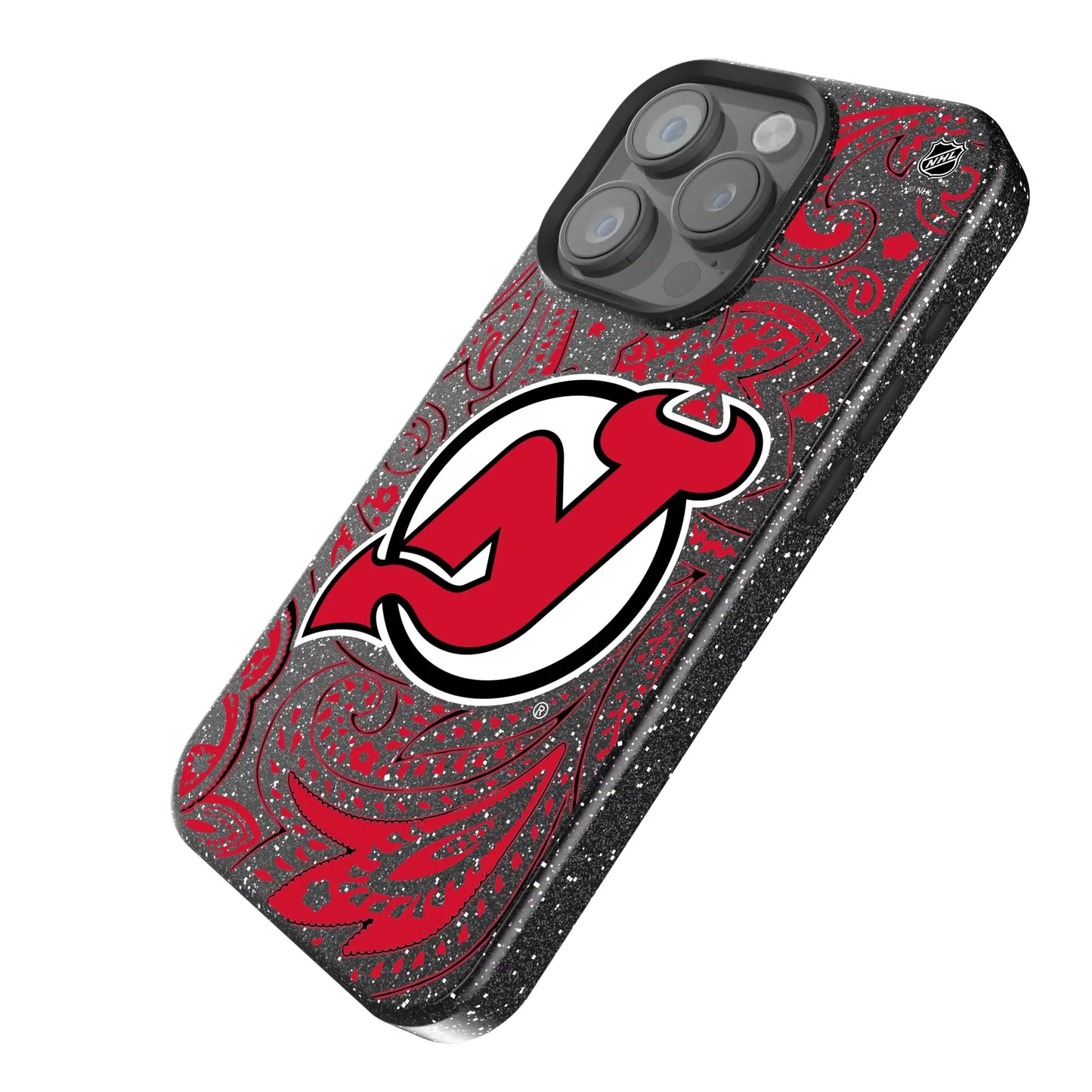 New Jersey Devils Paisley Black Bling Phone Case for Apple iPhone