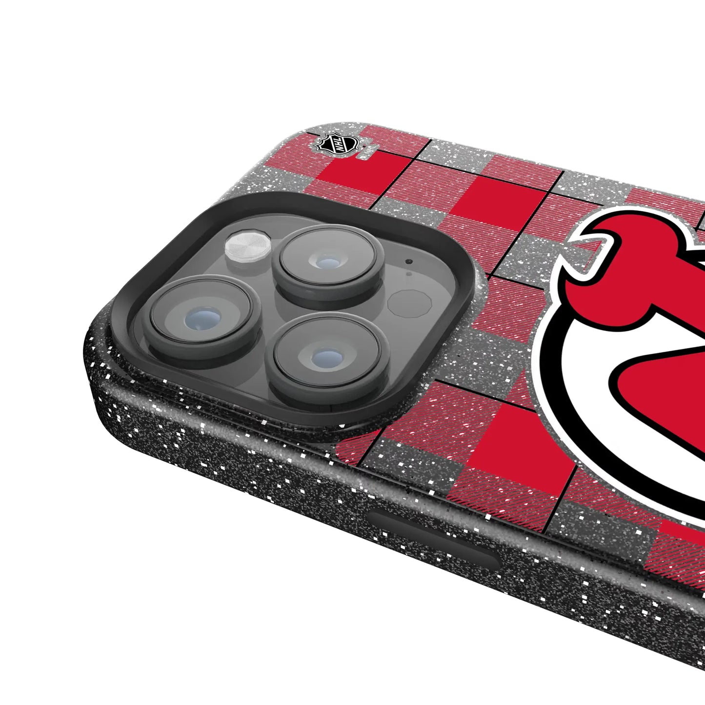 New Jersey Devils Plaid Black Bling Phone Case for Apple iPhone