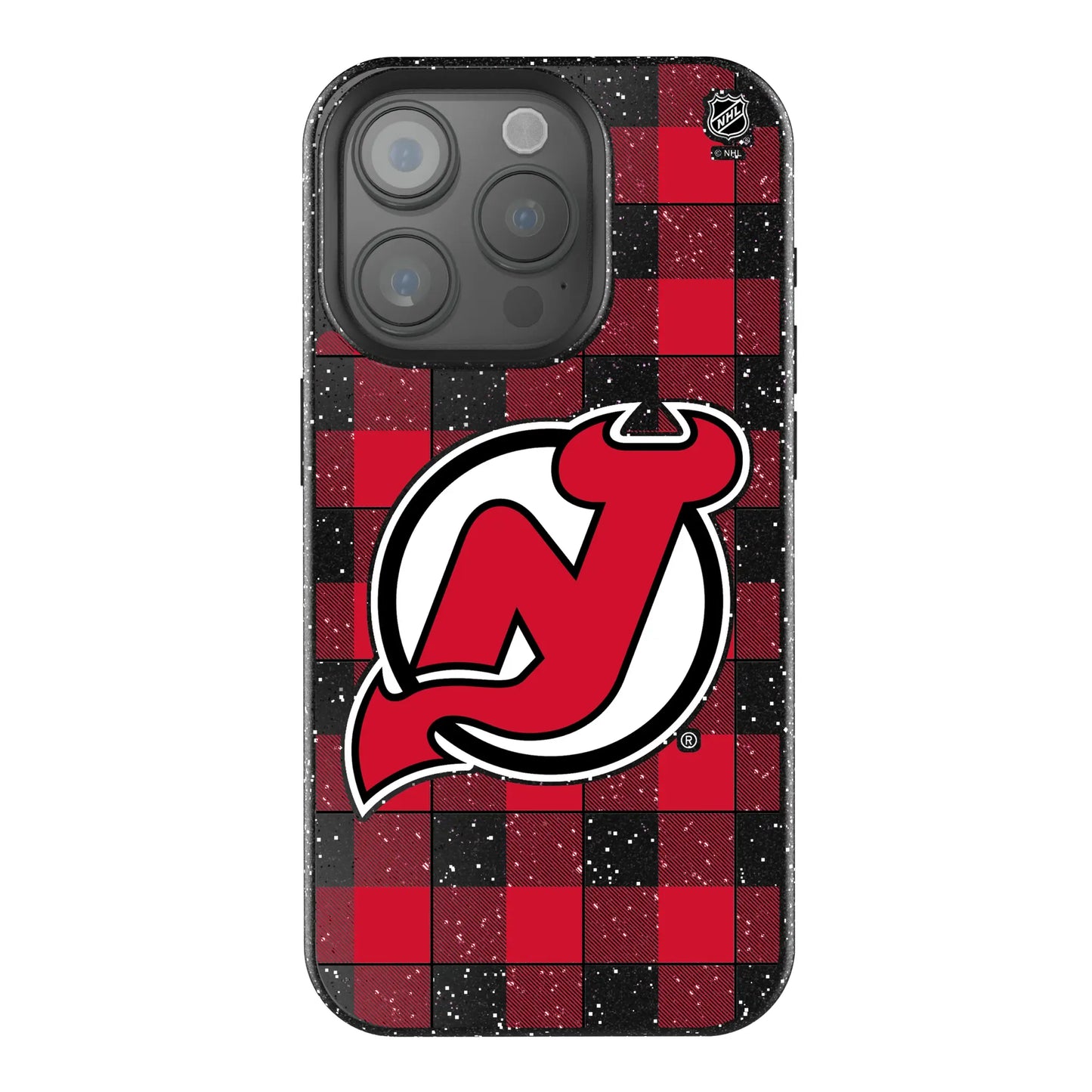 New Jersey Devils Plaid Black Bling Phone Case for Apple iPhone