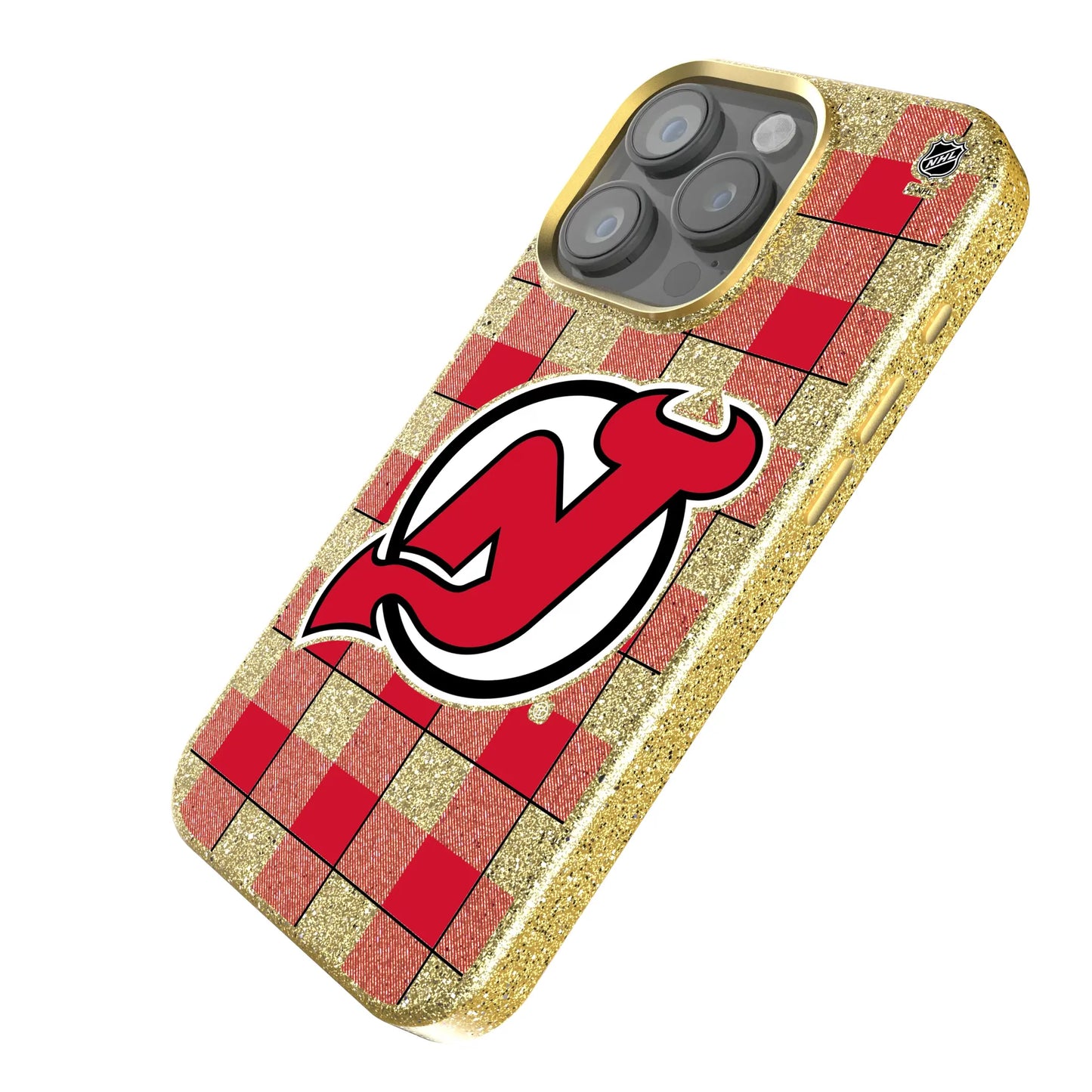 New Jersey Devils Plaid Bling Phone Case for Apple iPhone
