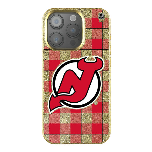 New Jersey Devils Plaid Bling Phone Case for Apple iPhone