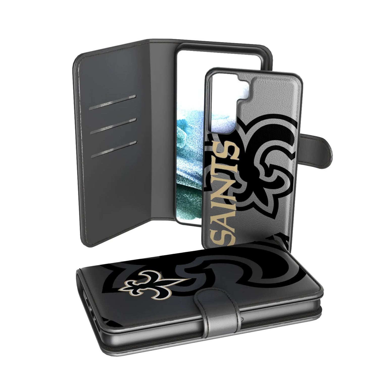 New Orleans Saints Monocolor Tilt Wallet Phone Case for Apple iPhone
