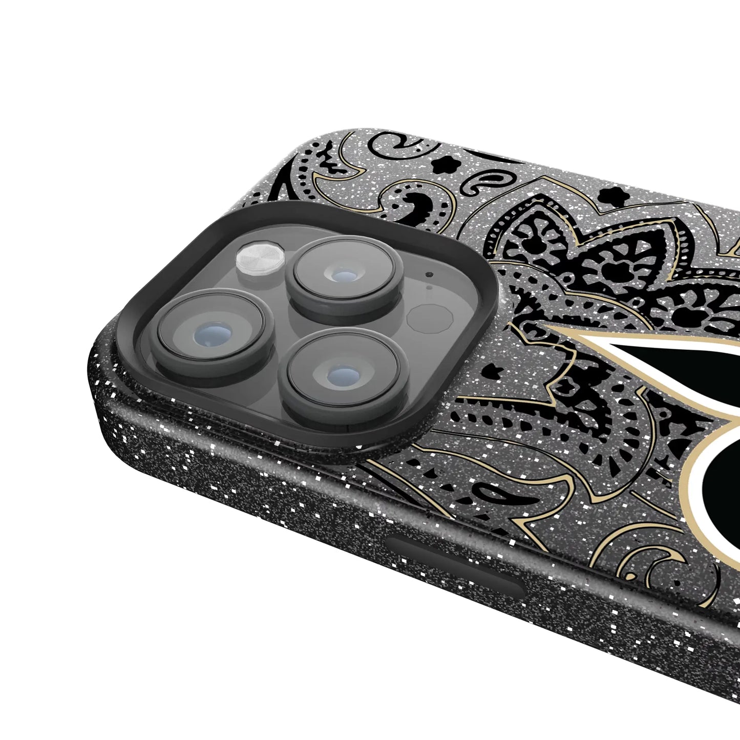 New Orleans Saints Paisley Black Bling Phone Case for Apple iPhone
