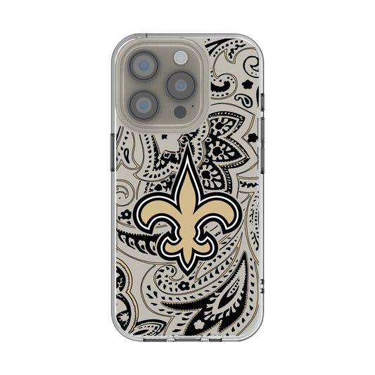 New Orleans Saints Paisley Clear Phone Case for Apple iPhone