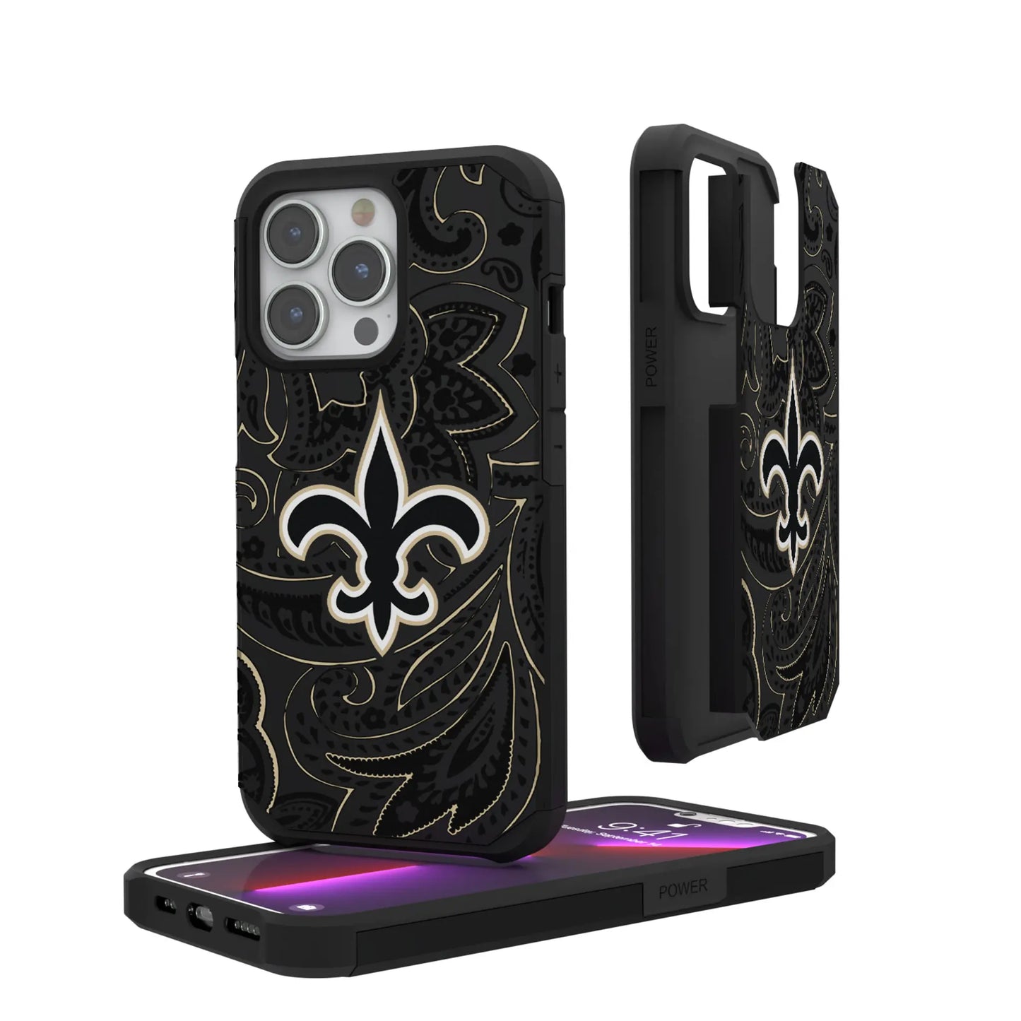 New Orleans Saints Paisley Rugged Phone Case for Apple iPhone