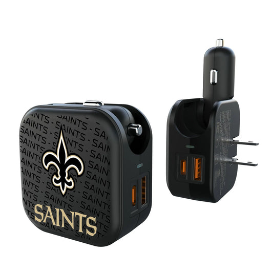 New Orleans Saints Text Backdrop 2 in 1 USB A/C Charger