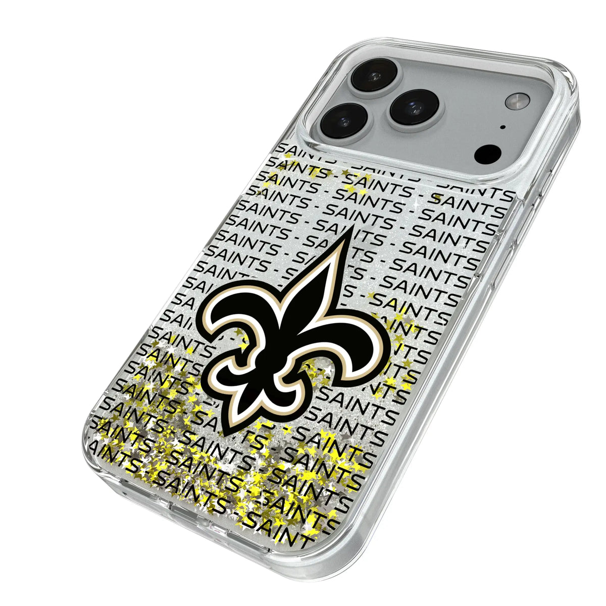 New Orleans Saints Text Backdrop Glitter Phone Case for Apple iPhone