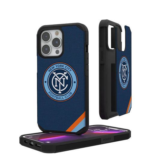 New York City FC Diagonal Stripe Rugged Phone Case for Apple iPhone
