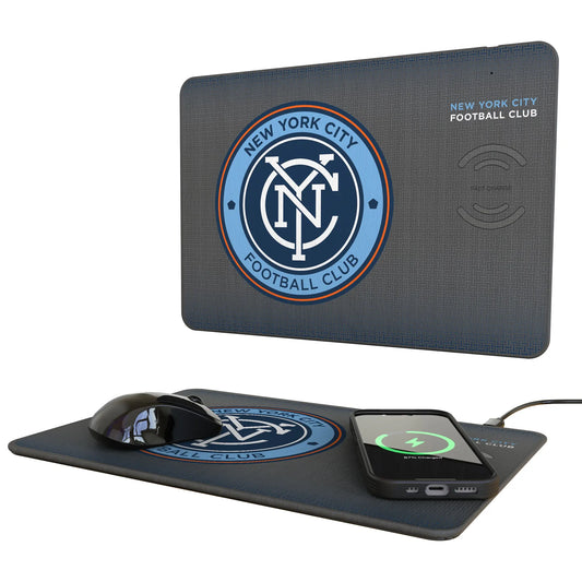 New York City FC Linen 15-Watt Wireless Charger and Mouse Pad