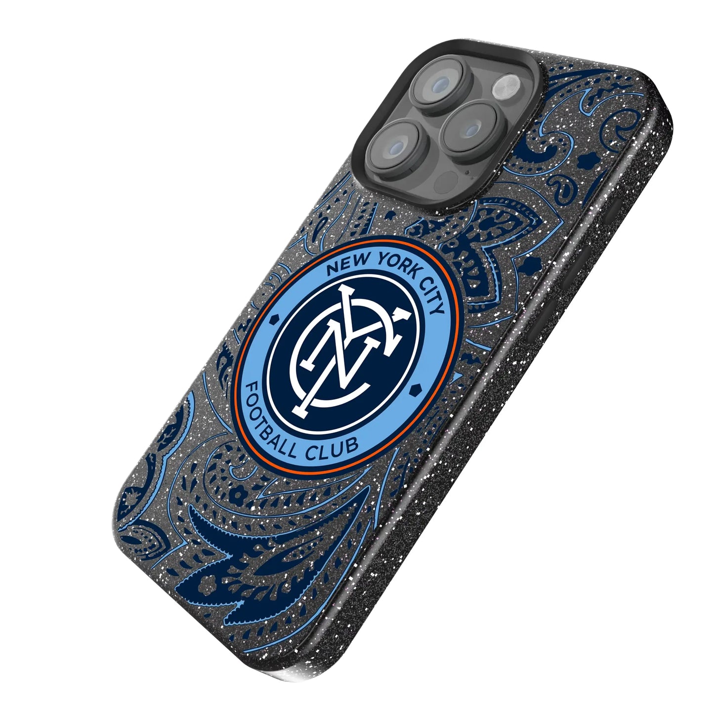 New York City FC Paisley Black Bling Phone Case for Apple iPhone