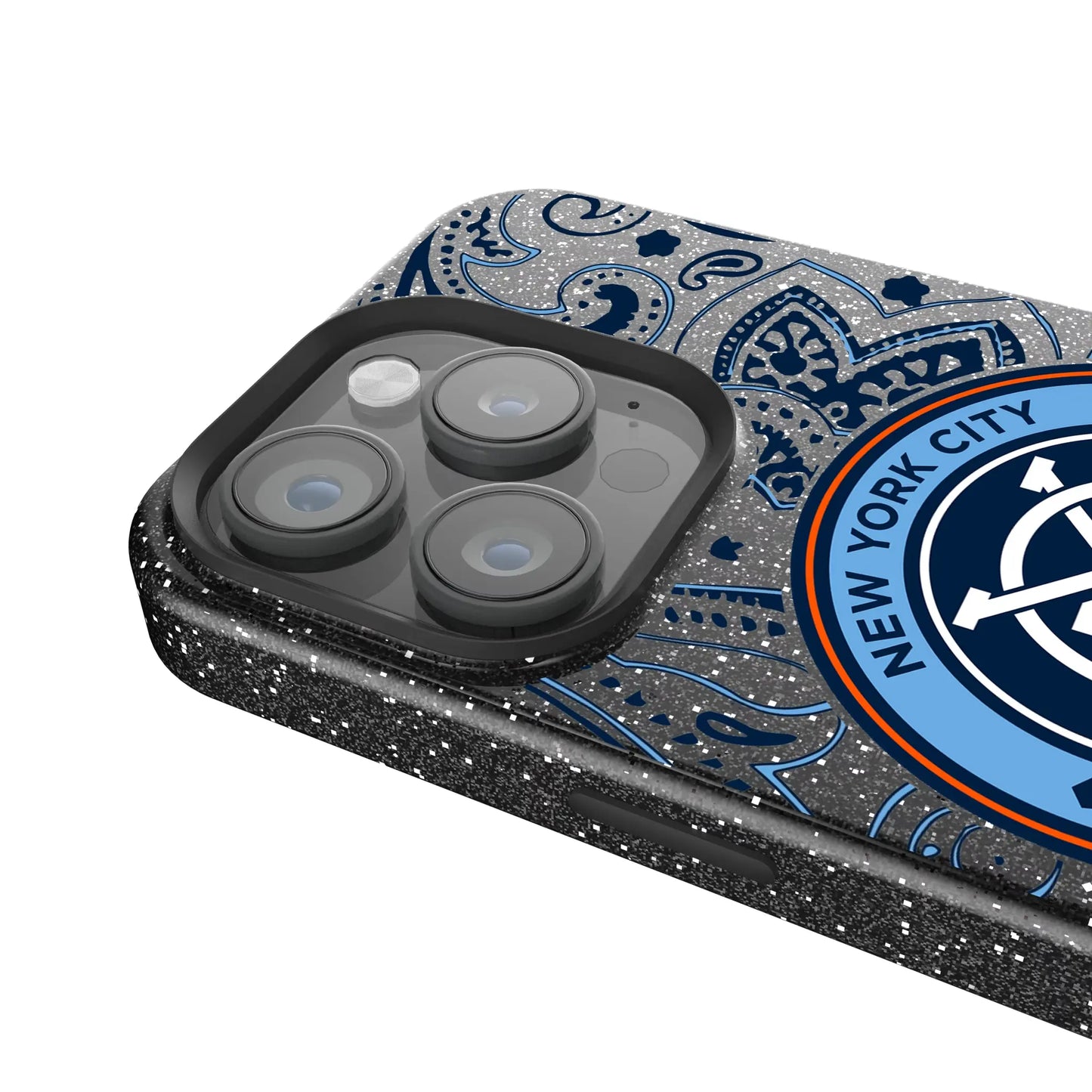 New York City FC Paisley Black Bling Phone Case for Apple iPhone