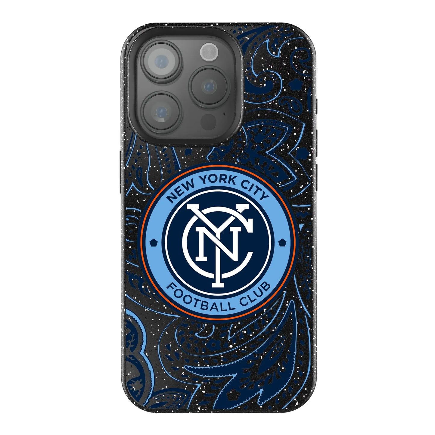 New York City FC Paisley Black Bling Phone Case for Apple iPhone