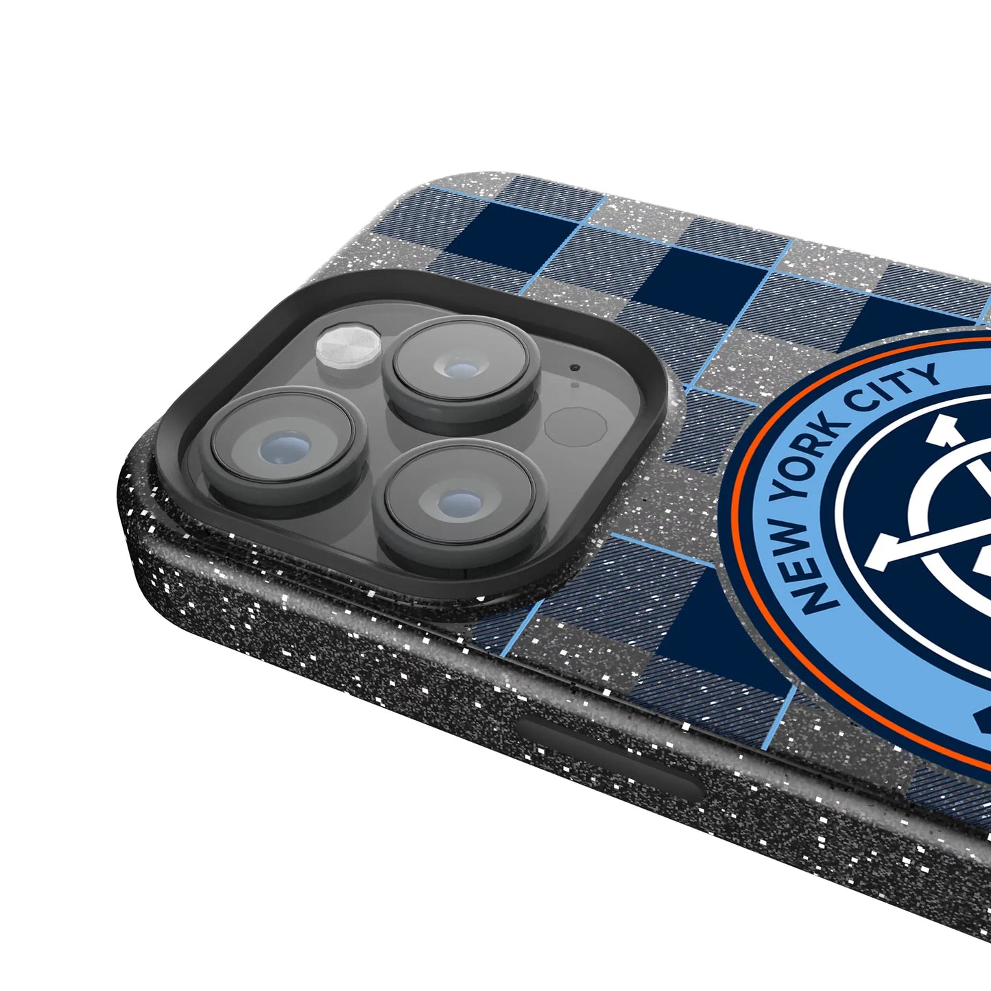 New York City FC Plaid Black Bling Phone Case for Apple iPhone