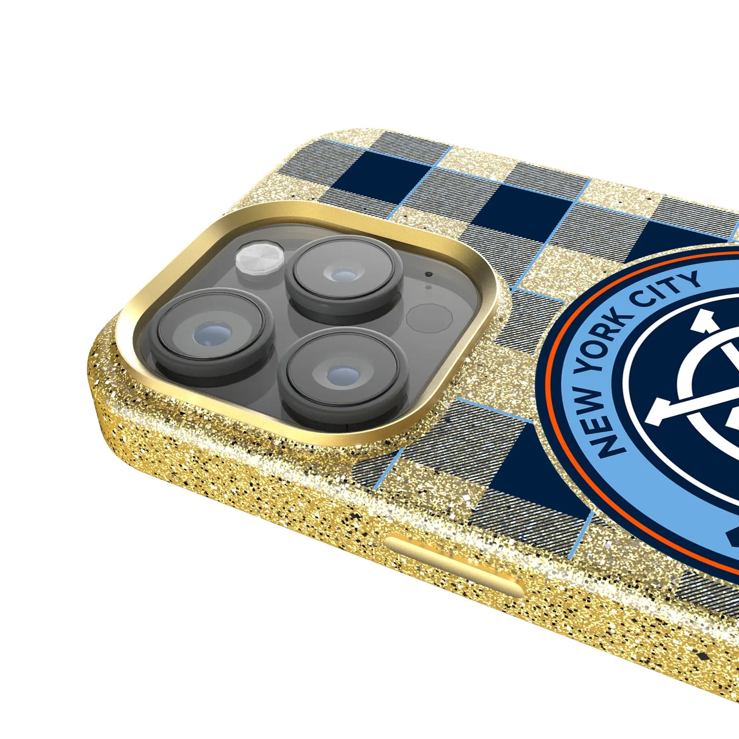 New York City FC Plaid Bling Phone Case for Apple iPhone