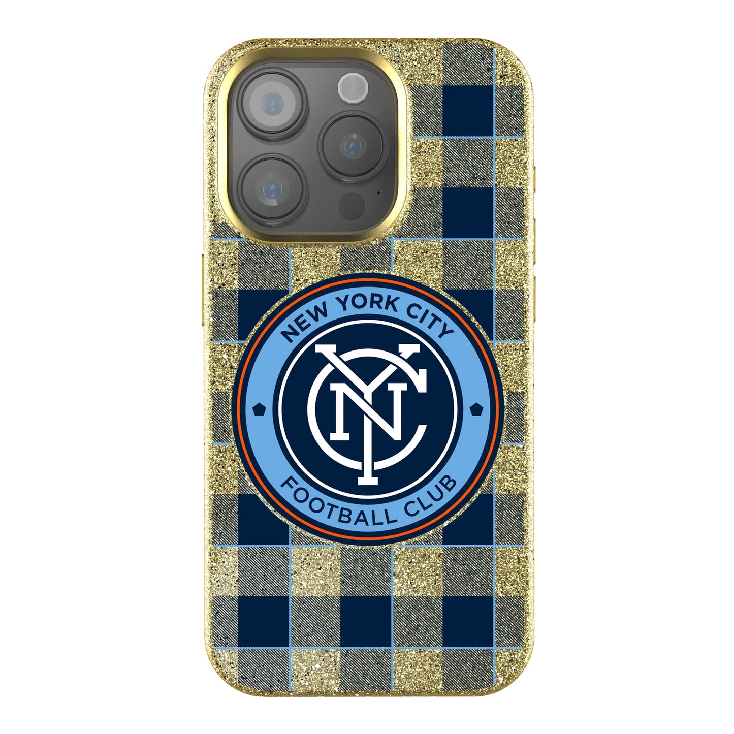 New York City FC Plaid Bling Phone Case for Apple iPhone