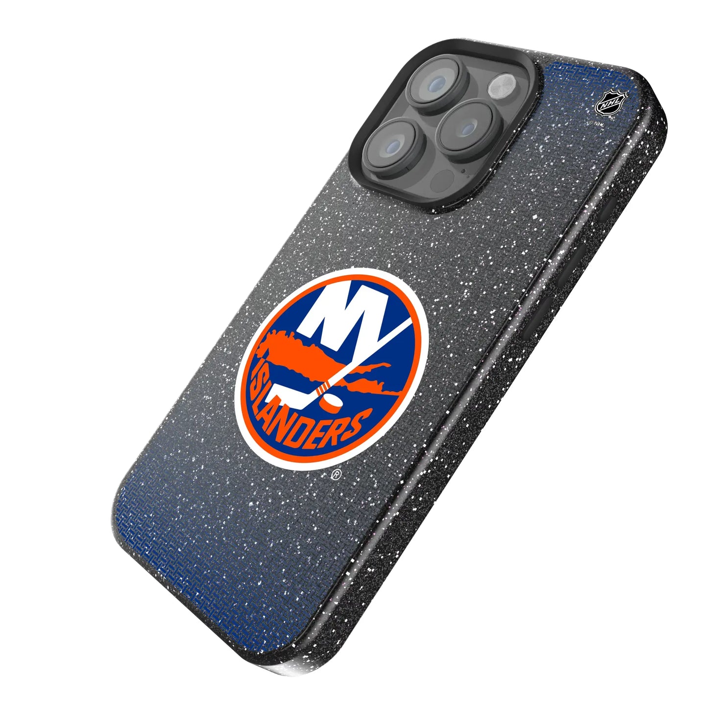 New York Islanders Linen Black Bling Phone Case for Apple iPhone
