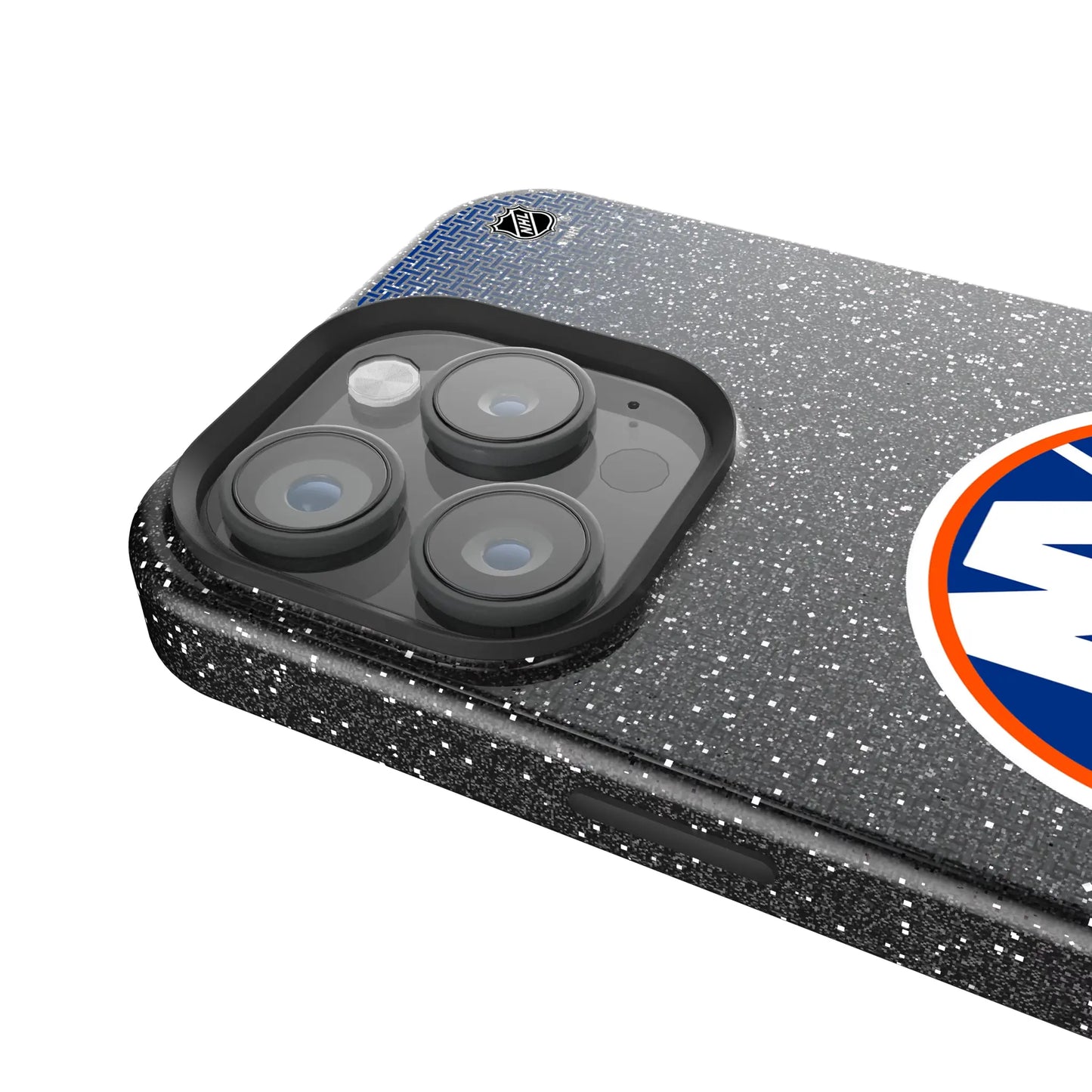 New York Islanders Linen Black Bling Phone Case for Apple iPhone